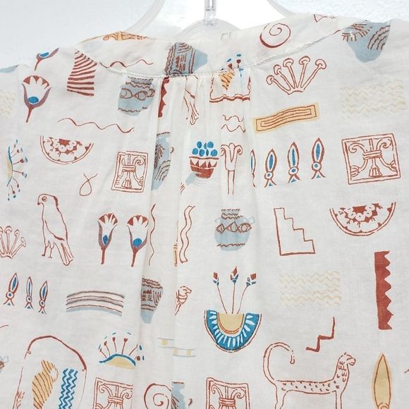 Anthropologie x Danielle Kroll Egyptian Hieroglyphics Brooklynite Top Size Small - Picture 12 of 13